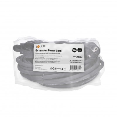 Solight prodlužovací přívod - spojka, 1 zásuvka, 10m, 3 x 1,5mm2, gumová, černá - foto č. 3
