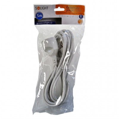 Solight prodlužovací přívod - spojka, 1 zásuvka, 5m, 3 x 1mm2, bílá - foto č. 2