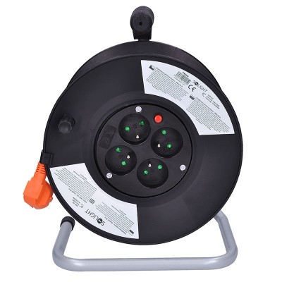 Solight prodlužovací přívod na bubnu, 4 zásuvky, 20m, oranžový kabel, 3x 1,5mm2 - foto č. 5