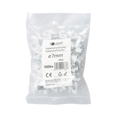 Solight kabelové příchytky, průměr 7mm, bílé, 100ks - foto č. 2