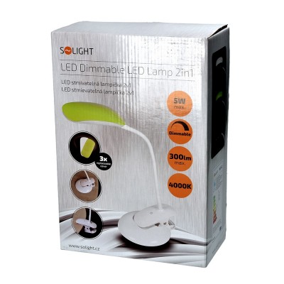 Solight LED stmívatelná lampička 2v1, podstavec i klip, 5W 4000K, 3 barevné kryty - foto č. 11