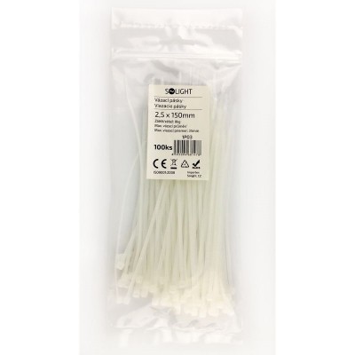 Solight vázací nylonové pásky, 2,5 x 150mm, natural, 100ks - foto č. 2