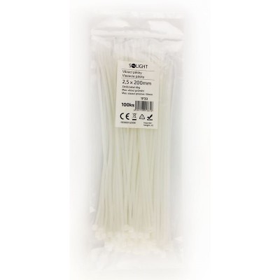 Solight vázací nylonové pásky, 2,5 x 200mm, natural, 100ks - foto č. 2