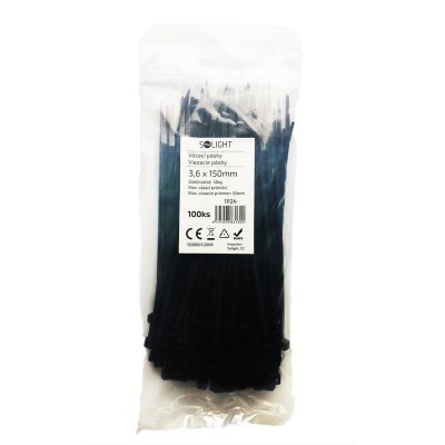 Solight vázací nylonové pásky, 3,6 x 150mm, černá, 100ks - foto č. 2