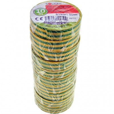 Solight izolační páska, 15mm x 0,13mm x 10m, žlutozelená - foto č. 2