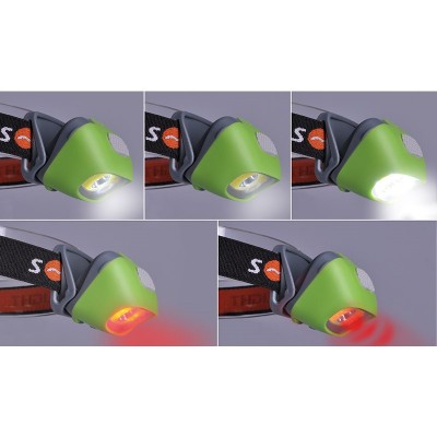 Solight LED čelová svítilna, 3W Cree + 3W COB, 120lm, bílé + červené světlo, 3x AAA - foto č. 2