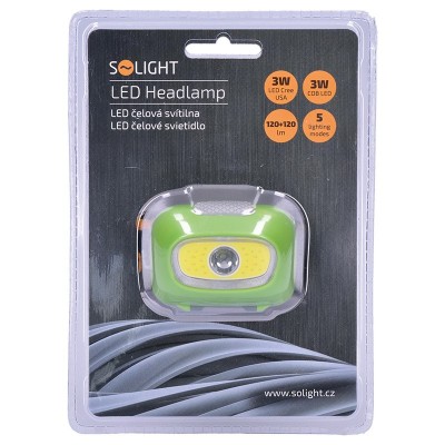 Solight LED čelová svítilna, 3W Cree + 3W COB, 120lm, bílé + červené světlo, 3x AAA - foto č. 4