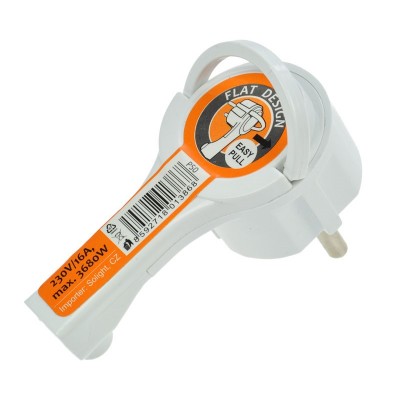 Solight zástrčka úhlová, nízký profil od stěny, IP20, bílá - foto č. 2