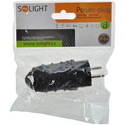 Solight zástrčka do vlhka, přímá, IP44, černá - foto č. 2