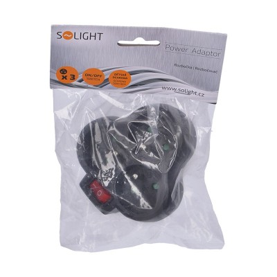 Solight rozbočka, 3 x 10A, černá, vypínač - foto č. 5