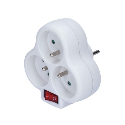 Solight rozbočka, 3 x 10A, bílá, vypínač - foto č. 2