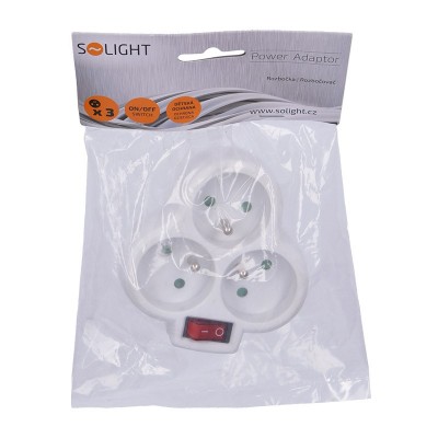 Solight rozbočka, 3 x 10A, bílá, vypínač - foto č. 4