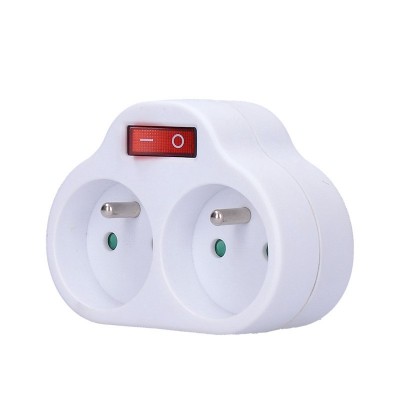 Solight rozbočka, 2x 10A, bílá, vypínač - foto č. 3