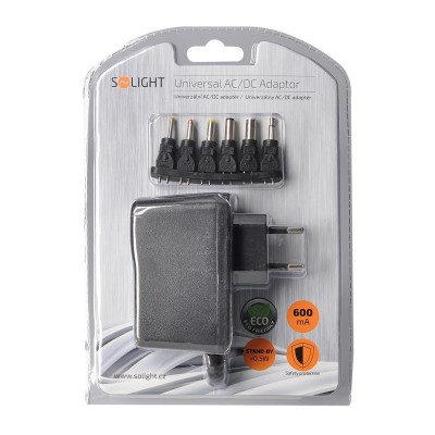 Solight univerzální síťový adaptér 600mA, stabilizovaný, výměnné konektory - foto č. 2