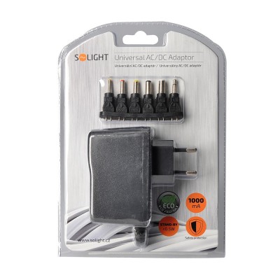 Solight univerzální síťový adaptér 1000mA, stabilizovaný, výměnné konektory - foto č. 2