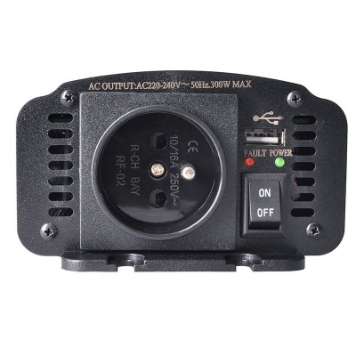 Solight invertor 12V, USB 500mA, kovový, černý, max. zatížení: 300W - foto č. 6