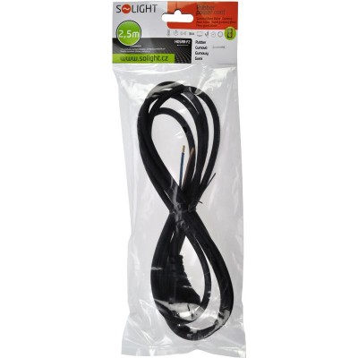 Solight flexo šňůra, 2x 1mm2, gumová, černá, 2,5m - foto č. 2