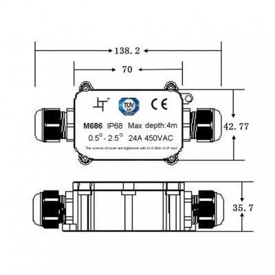 Solight voděodolná propojovací krabička IP68, 4-11mm, max 2,5mm2 - foto č. 4