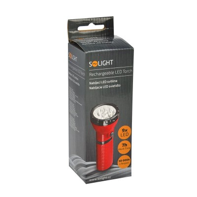 Solight LED nabíjecí svítilna, 9 x LED, červenočerná, plug-in - foto č. 7