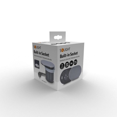 Solight 1x vestavná zásuvka + 1x USB s posuvným víčkem, délka 1,9m, USB 2400mA - foto č. 6