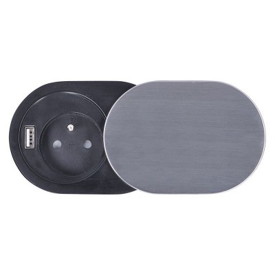 Solight 1x vestavná zásuvka + 1x USB s posuvným víčkem, délka 1,9m, USB 2400mA - foto č. 2