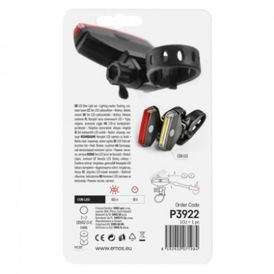 LED přední + zadní svítilna na kolo P3922 na 2× CR2032, 22 lm (1 ks) - foto č. 4