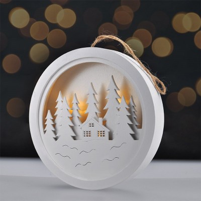 Solight LED dekorace závěsná, les a chatka, bílá, 2x AAA - foto č. 2