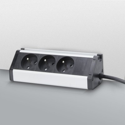 Solight prodlužovací přívod, 3 zásuvky, 1,5m, 3 x 1mm2, hliník, rohový design - foto č. 2