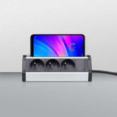 Solight prodlužovací přívod, 3 zásuvky, 1,5m, 3 x 1mm2, hliník, rohový design - foto č. 3