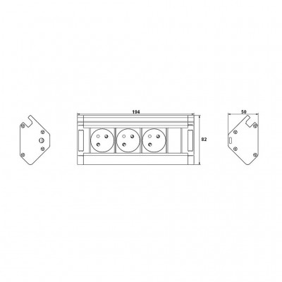Solight prodlužovací přívod, 3 zásuvky, 1,5m, 3 x 1mm2, hliník, rohový design - foto č. 5