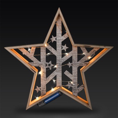 Solight LED vánoční hvězda, přírodní dřevo 2 x AA , teplá bílá - foto č. 2