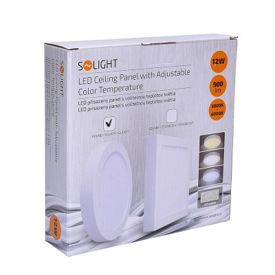 Solight LED mini panel CCT, přisazený, 12W, 900lm, 3000K, 4000K, 6000K, kulatý - foto č. 6