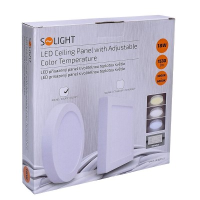 Solight LED mini panel CCT, přisazený, 18W, 1530lm, 3000K, 4000K, 6000K, kulatý - foto č. 6