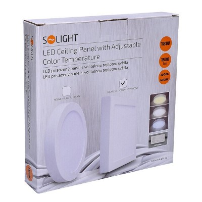 Solight LED mini panel CCT, přisazený, 18W, 1530lm, 3000K, 4000K, 6000K, čtvercový - foto č. 6