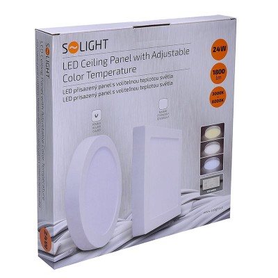 Solight LED mini panel CCT, přisazený, 24W, 1800lm, 3000K, 4000K, 6000K, kulatý - foto č. 6