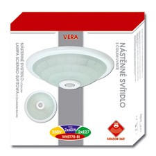 Stropní svítidlo bílé 2xE27 s PIR senzorem - foto č. 3