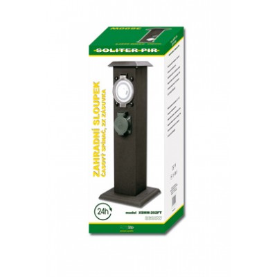 Zahradní sloupek 2x zásuvka s krytem, timer, IP44 - foto č. 2