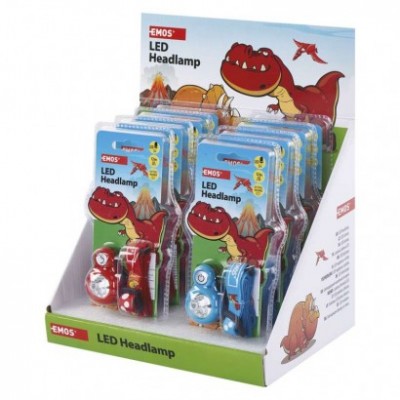 Dětská LED čelovka Dino, 2× CR2032, 8 ks, display box (8 ks) - foto č. 7