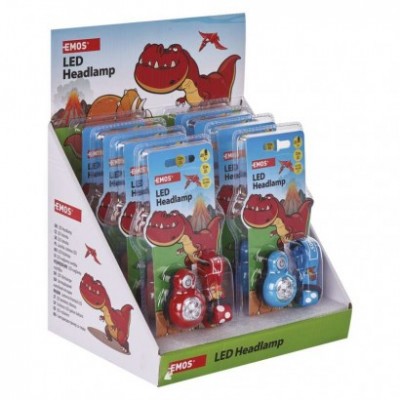 Dětská LED čelovka Dino, 2× CR2032, 8 ks, display box (8 ks) - foto č. 9