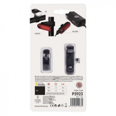 LED přední + zadní nabíjecí svítilna na kolo P3923, 90 lm (1 ks) - foto č. 6