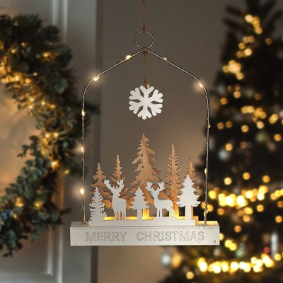 Solight LED závěsná dekorace - les s jeleny, 14x LED, 2x AA - foto č. 6